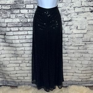 Donna Rico Collection Black Sequin Flowy Lined Pants Size 12
